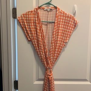 DVF orange and white wrap dress size 6